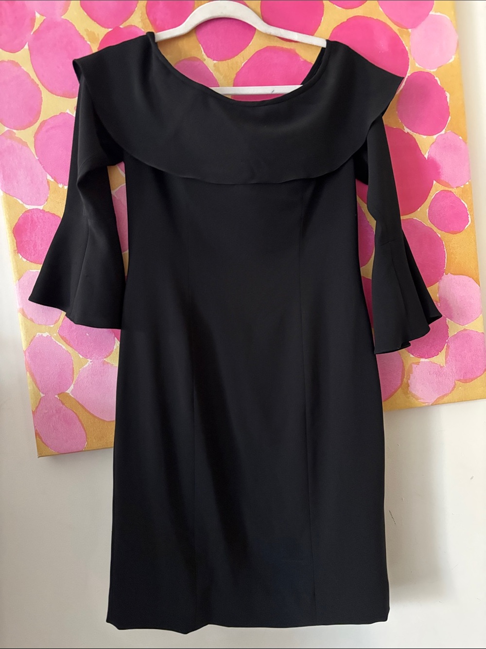 Tom and Linda platt Off-The-Shoulder Black Crepe Dress - Picture 2 of 6